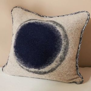 Anthropologie Anise Wool Blend Pillow Cover - navy blue/ tan